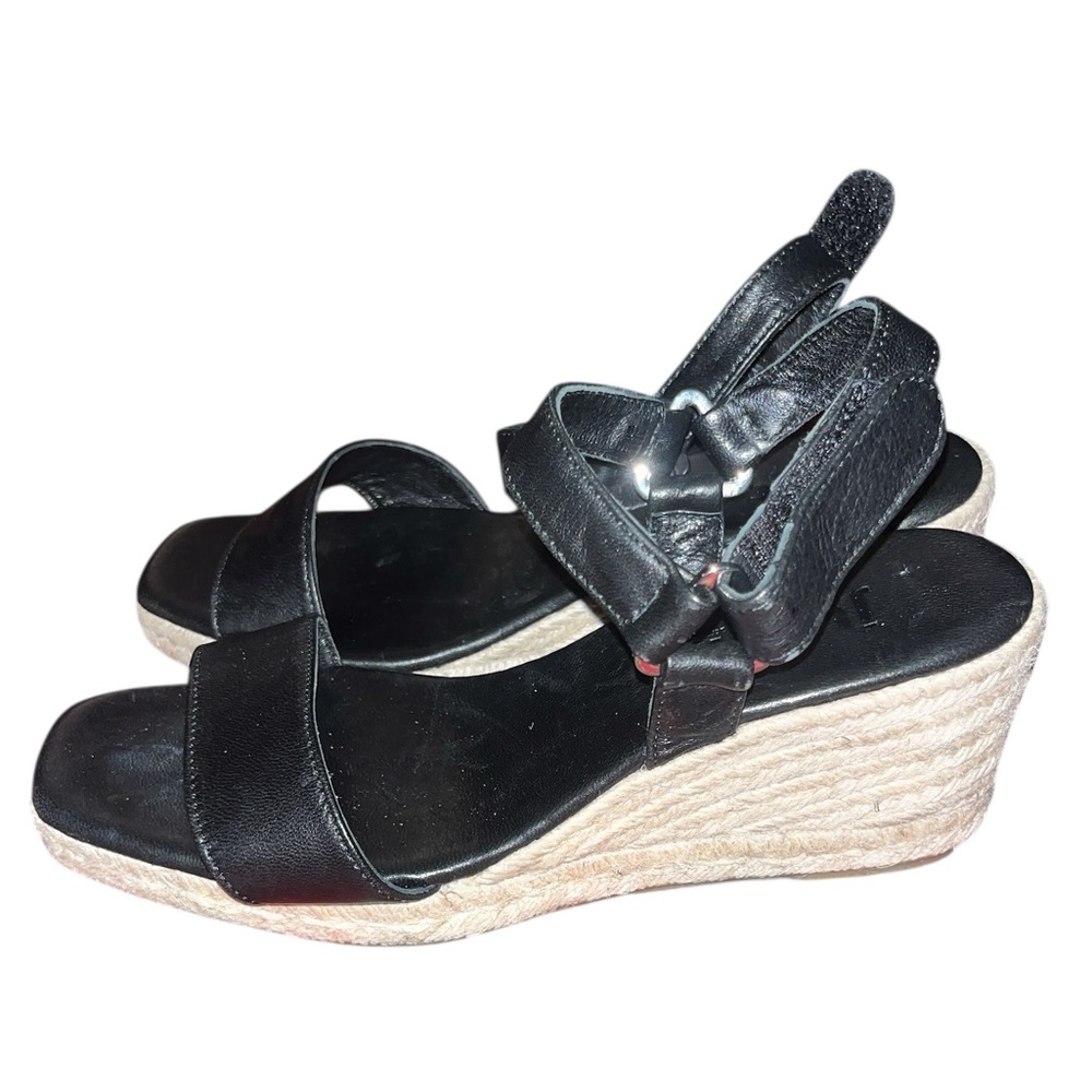 Jutelia Made In Spain Women's Leather Espadrilles Raffia Braided Wedge Sz 39